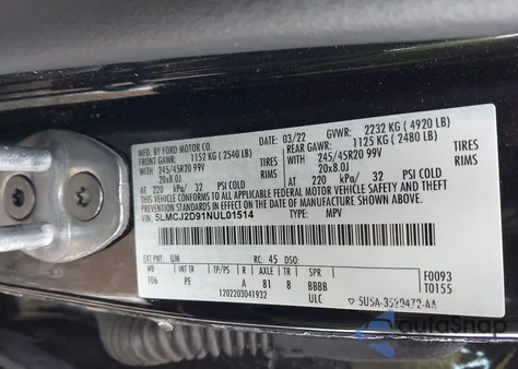 2022 Lincoln Corsair Reserve from USA, damaged, VIN 5LMCJ2D91NUL01514